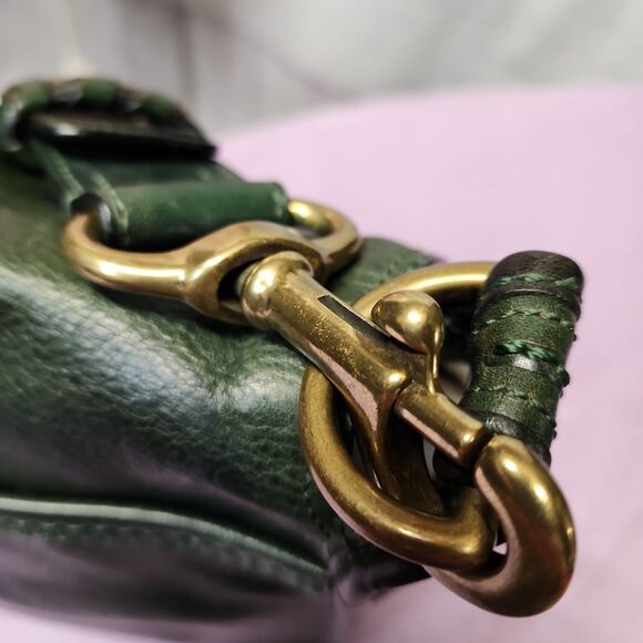 Coach Burnished Leather Bottle Green Bleecker Tattersall Legacy Shoulder Bag - Picture 5 of 14